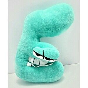 Alphabet Lore Letter E Plush Stuffed Toy Teal Mint Green 8" Cartoon Character